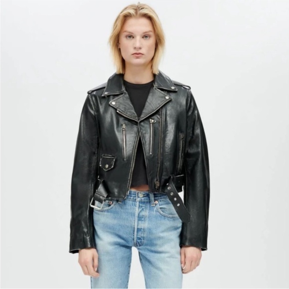 NWT Re/Done Jacket Vintage Black Leather Moto
